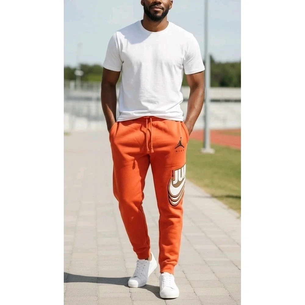 Nike Air Jordan Jumpman Fleece Joggers Pants Mens Size M Orange DC9608-781
